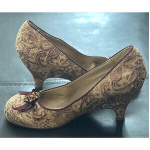 Somethin Else By Skechers Brown Textile Wedge Heel Shoes Size 7.5